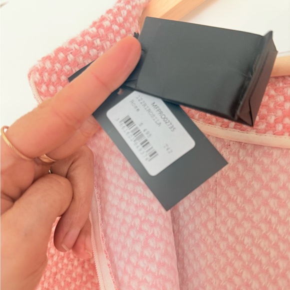 NEW Maje Pink Tweed Mini Dress Gold Button Shift Size 42 US 10 $495 - Picture 8 of 12